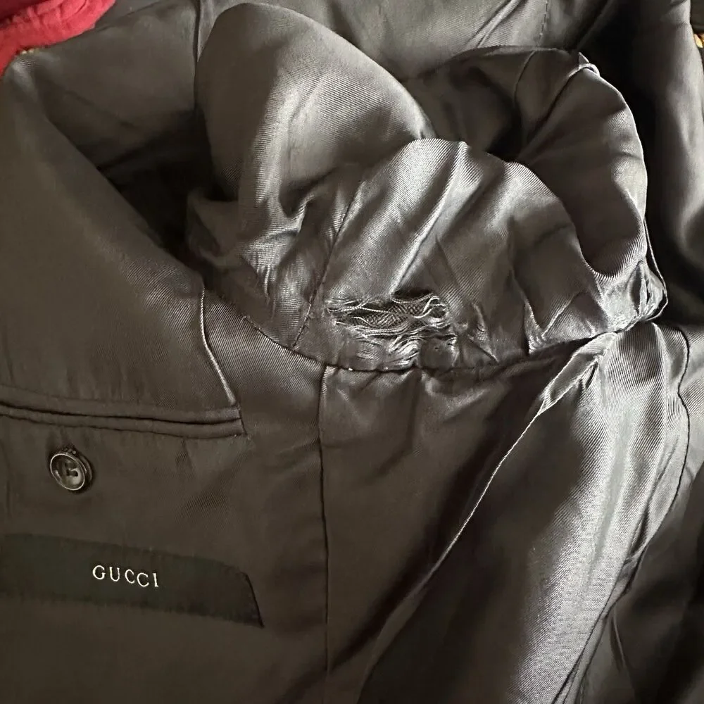 Gucci Tom Ford Era Designer Men's IT48/US38 Gray 3-Button Wool Bazer Suit Jacket